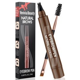 Eyebrow Pencil - Microblading Eyebrow Pen Waterproof 4 Fork Tip Multi-Used Eye Brow Pencils for Women Long-Lasting, Precise Natural Brow Magic Eyebrow Pencil with Hair Like Strokes，BlackBrown