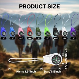12 Pcs Mini Compass for Kids Compass Keychain, Small Compass Bulk, Multi-Color Outdoor Camping Hiking Pocket Compass for Survival Kits Watchband Bracelet Necklace Keychain (12 Pcs)
