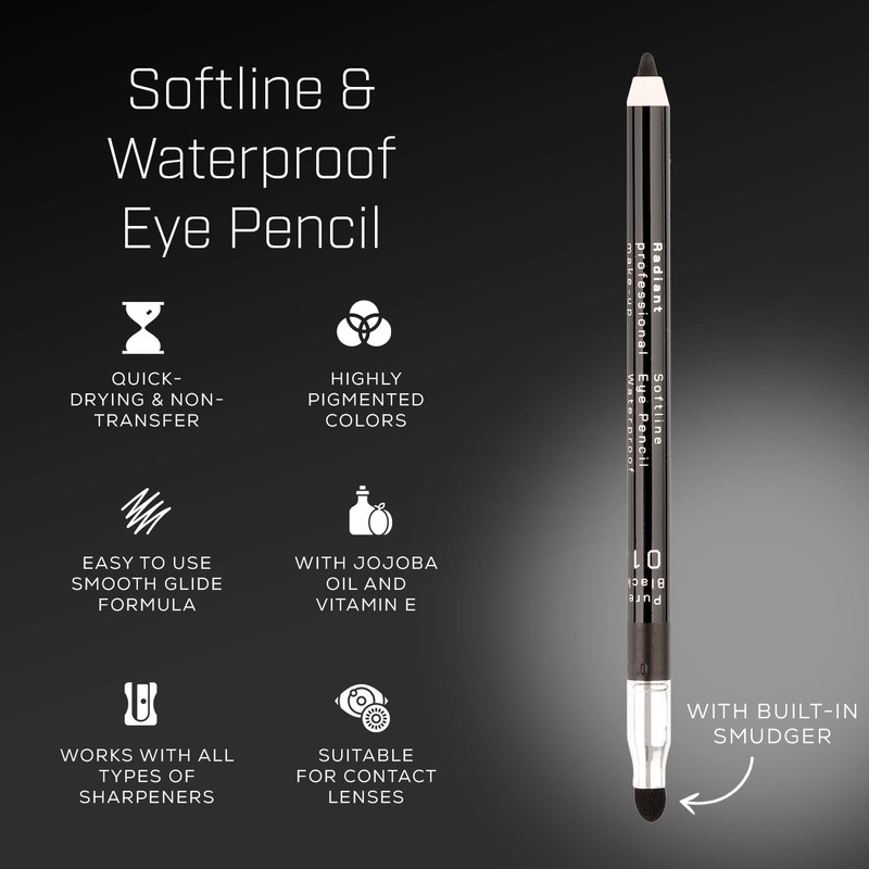Radiant Professional Black Waterproof Eyeliner Pencil - Eyeliner Waterproof Smudge
