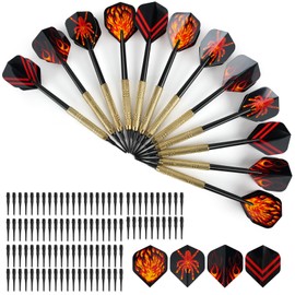 Kolamom Unisex Adult 12 Pieces Darts, Soft Darts with 100 Plastic Tips for Interchanging, Professional Soft Darts for Dartboard, Electronic Soft Darts Set, Black Red, 15 x 3 cm