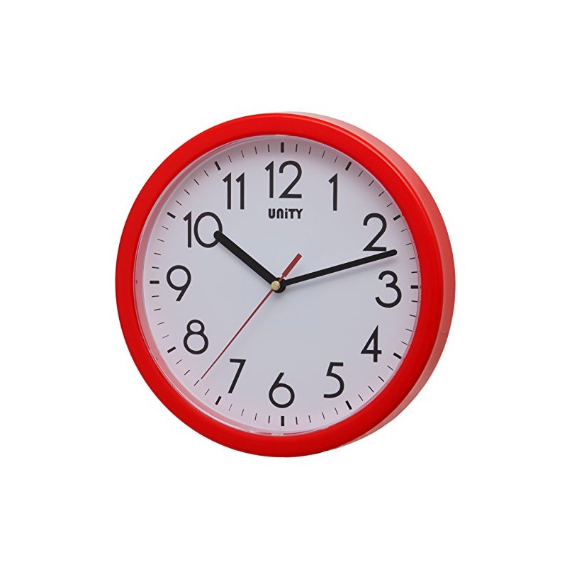 Unity Hastings Silent Sweep Modern Wall Clock, Red, 22 x