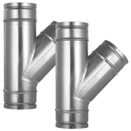 2 Pack 4 inch Y Fitting Duct Splitter, 45 Degree 4 inch Dust Collection Hose Connector, Metal 3 Way Y Fitting Connector for Exhaust Fans, Dryer Vent, and Dust Pipes