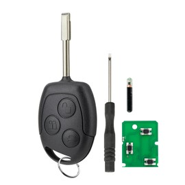 433Mhz 4D60 Glass Chip Remote Key Fob for Ford Mondeo/Fiesta/Focus/KA/Transit /K2 2002-2012 3 Buttons with FO21 Blade Screwdriver Key Ring