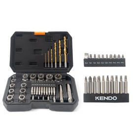 KENDO 46PC HSS Damaged Screw Extractor Set - Remover for Stripped Screws Nuts & Bolts, Drill Bit Tools for Easy Removal of Rusty & Broken Hardware, Easy Removal of Rusty Broken Hardware Gift