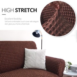 NICEEC Loveseat Slipcover Brown Loveseat Cover 1 Piece Easy Fitted Sofa Couch Cover Universal High Stretch Durable Furniture Protector Love Seat with Skirt Country Style (2 Seater Chocolate Brown)