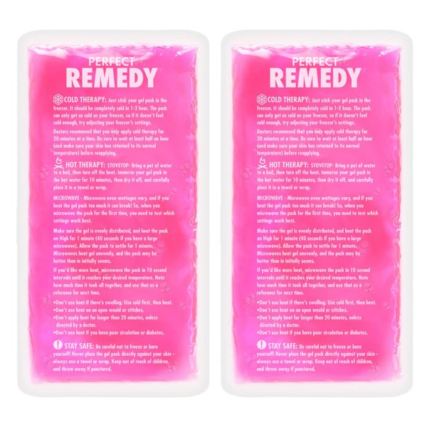 Perfect Remedy - Cooling Pads for Injuries, Reusable Cool Pack & Heat Compresses, Cooling Pad for Pain Relief, Cool Packs Gel for Knee, Back, Neck, Ankle [Pack of 2, Regular, Pink]