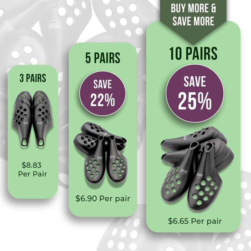 Fresh Flow Shoe Trees |Medium 10-Pack| Simple, Aerated Shoe Trees