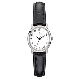 Dugena Damen-Armbanduhr Vintage, Quarz, Edelstahlgehäuse, gehärtetes Mineralglas, Lederarmband, Dornschließe, 3 bar