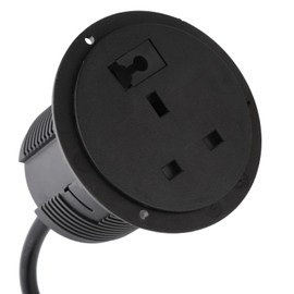 Office Desk Mount 60mm Grommet with UK Mains Power and Cable Feed Black