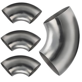 AIMCOCO - Tubo de escape SS304 de acero inoxidable de 3.5 pulgadas y 90 grados para sistema de escape modificado de coche, tubo de escape de 3.5 pulgadas, tono plateado, pasamanos de escalera (4