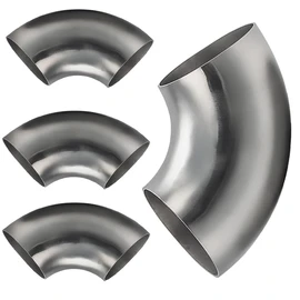 AIMCOCO - Tubo de escape SS304 de acero inoxidable de 3.5 pulgadas y 90 grados para sistema de escape modificado de coche, tubo de escape de 3.5 pulgadas, tono plateado, pasamanos de escalera (4