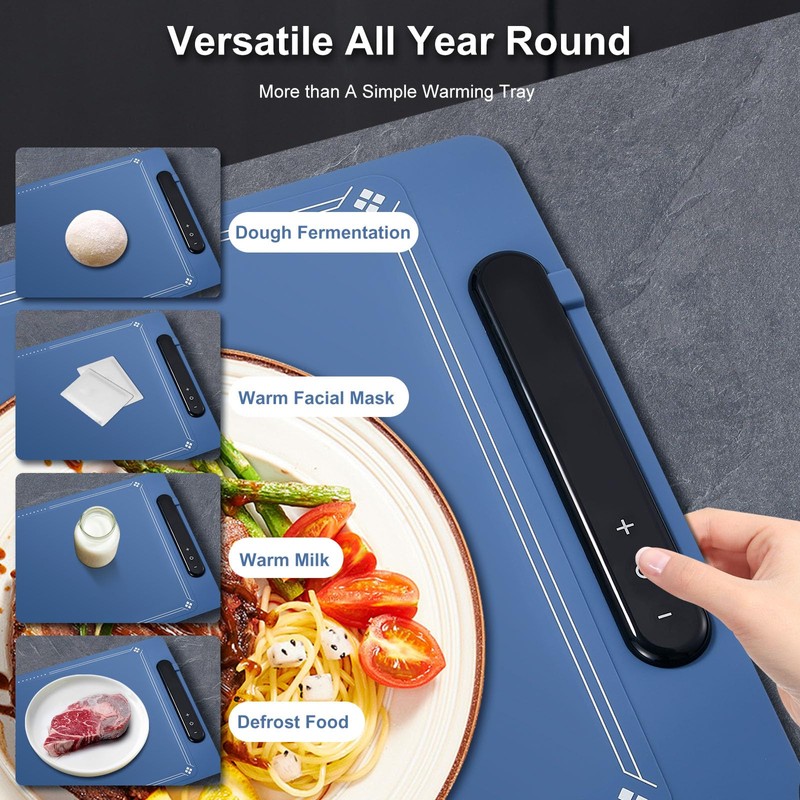 Food Warming Mat - Electric Warming Tray with 4 Temperature
