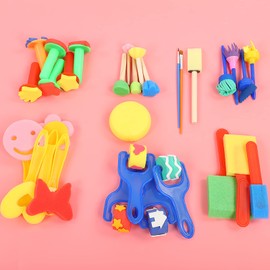 Jeanoko Sello de esponja, completo y cómodo, 30 piezas de esponja reutilizable para pintura artística, coordinación ojo-mano para el hogar