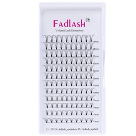 Fadlash Volume Eyelashes, 6D, 0.07 mm, C Curl, 8–14 mm, Russian Volume Fake Eyelashes, Premade Russian Lashes (6D, 0.07 mm, C curl, 8–14 mm)