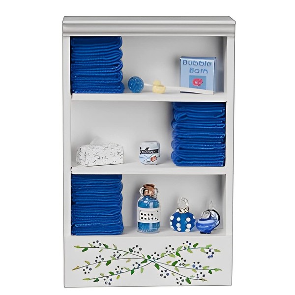 Town Square Miniatures Dolls House Miniature Bathroom Furniture Shelf Unit D Blue Towels & Accessories