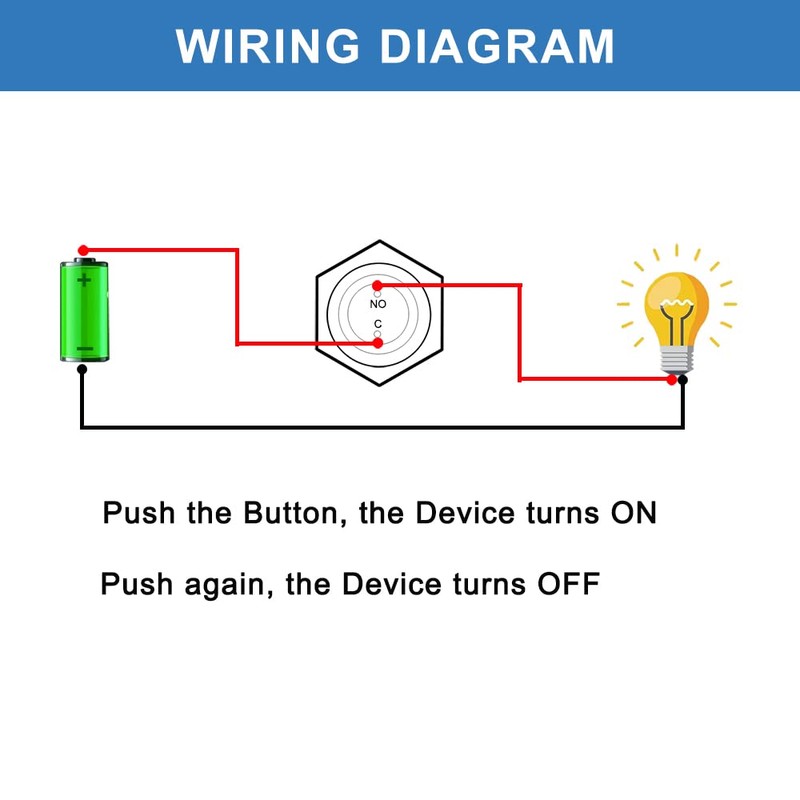DMWD 2-Pack 19mm Latching Metal Waterproof Push Button Switch ON-Off