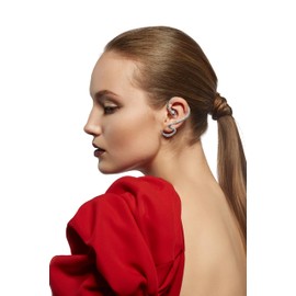 Statement Women's Ear Jewellery Snake Ear Cuff with Artificial Stones Crystals Silver, Artificial stone