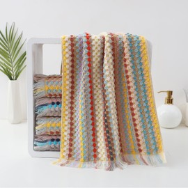 Pidada Hand Towels Set of 4 Colorful Polka Dot Pattern 100% Cotton Absorbent Soft Decorative Towel for Bathroom (Yellow)