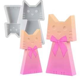 2 Stück Silikonform GießForm Katze, Silikonformen Gießformen Katze, Epoxidharz Formen Katzen, 3D Silikonform Katze Gips Zum GießEn Kerzenform Tiere Formen, für Kunsthandwerk, Kunst Handwer