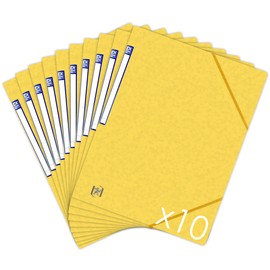 Oxford TopFile+ Pack of 10 Cardboard Folders Without Flaps with Elastic Bands A4 Format Yellow