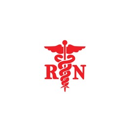 Large Registered Nurse Caduceus Snake RN Sticker Decal Car Window Wall Computer Notebook Laptop Sticker Decal (Red)