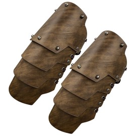 HiiFeuer Medieval Faux Leather 4 Layers Bracers Arm Armor, Middle Ages Mercenary Gauntlets, Costume Knight Archer Arm Guards
