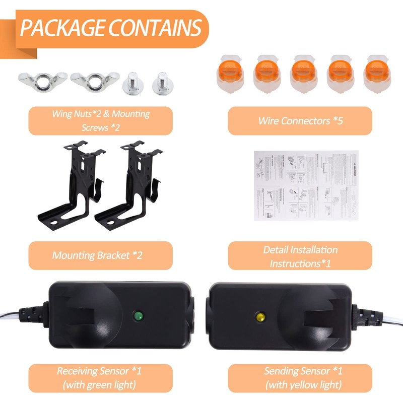 Universal Garage Door Sensors Compatible with Chamberlain Liftmaster Sears Craftsman