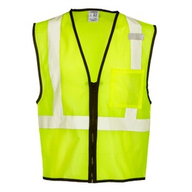 Kishigo Unisex High Visibility Reflective Economy Single Pocket Mesh Vest 1519, Zipper Closure, Polyester, ANSI 107 Type R/Class 2, Construction, Roadwork, Utility, Warehouse, Traffic (Lime, L-XL)