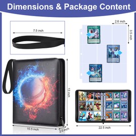 Baseball Card Binder 900 Pockets, Trading Card Binder with Sleeves, 50 Pages, 3 Ring Trading Zipper Binder Card Album for TCG CCG MTG Baseball Cards Game Cards