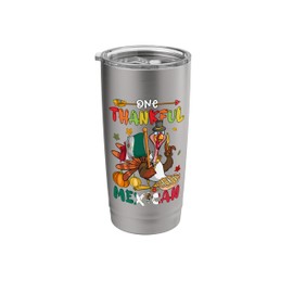 One Thankful Mexican Flag Proud Thanksgiving Fall Turkey Stainless Steel Insulated Tumbler