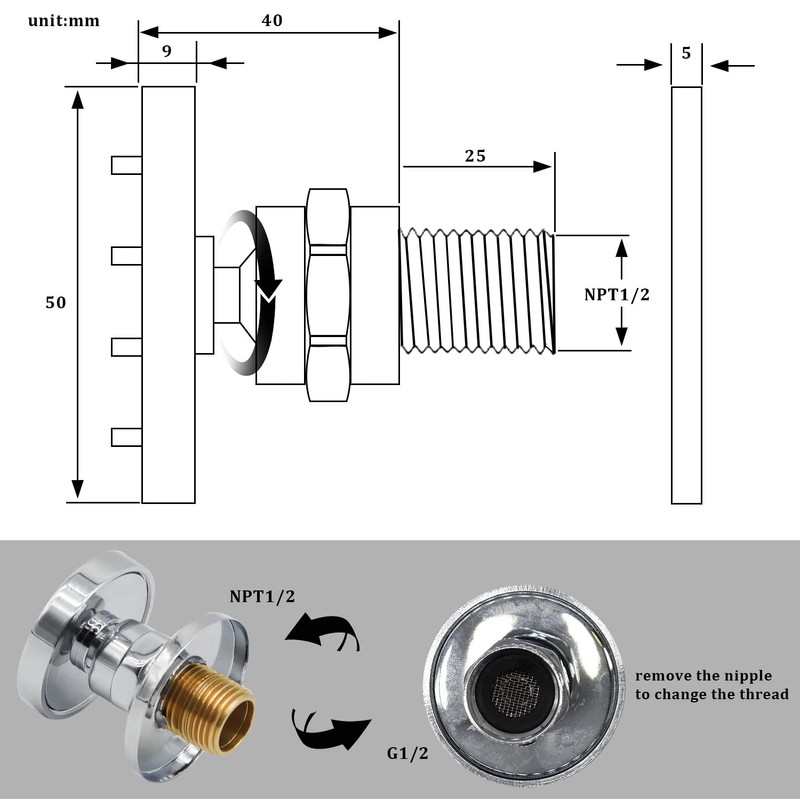 HOMEDEC 2inch Brass Shower Body Sprayer Jets Shower Head, Valve