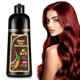 Champú Instant Hair Color para Cabello,hair dye shampoo, Champú Tinte Instantáneo 3 En 1, Adecuado Para HombresY mujeres.(Color rojo vino)