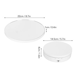 LHGWAT Rotating Display Stand, 360 Electric Turntable, White, Plastic, Glass, 1 Level, Display Stand