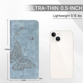 KITEVIUN Bifold Womens Wallet RFID Blocking Slim Wallets for Women with Zipper Butterfly Design Wallet Women