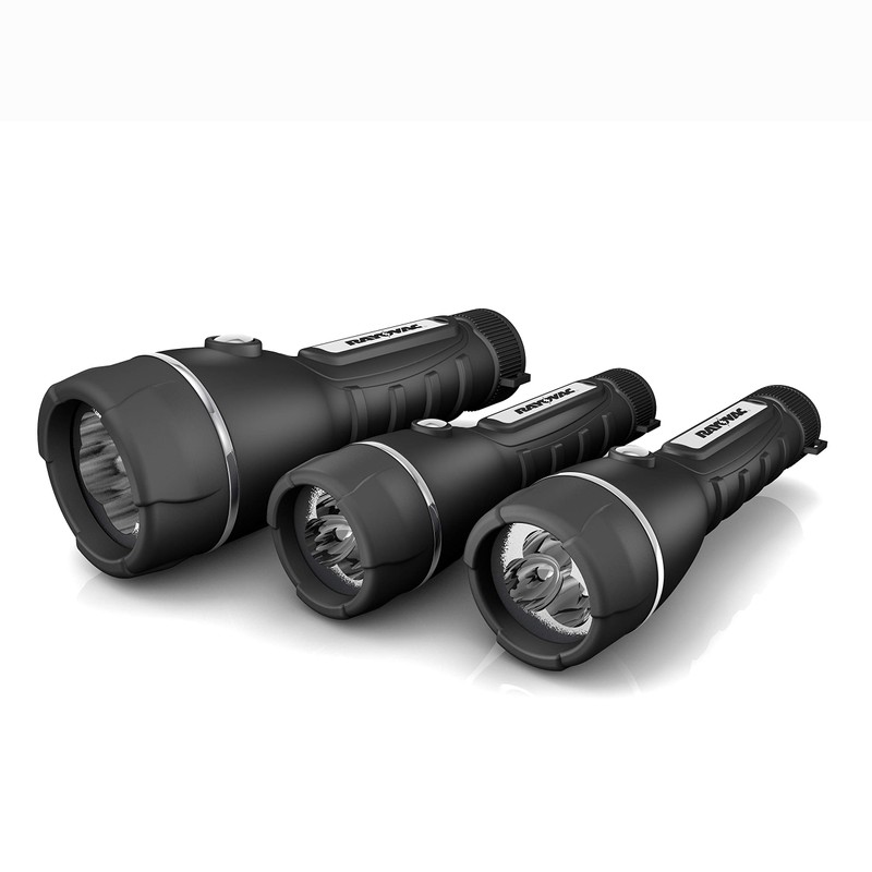 Rayovac LED Flashlight 3 Pack, Rubber Grip Flash Light Set