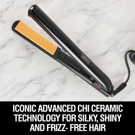CHI CHI Original Digital Ceramic Hairstyling Iron, Hair Straightener Delivers Shiny, Smooth Results, Even Heat for Less Damage, 1" Iron, Piano Black