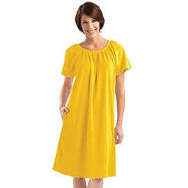 Collections Etc Women's Comfort Fit Short Sleeve Terry Dress Yellow XX-Large