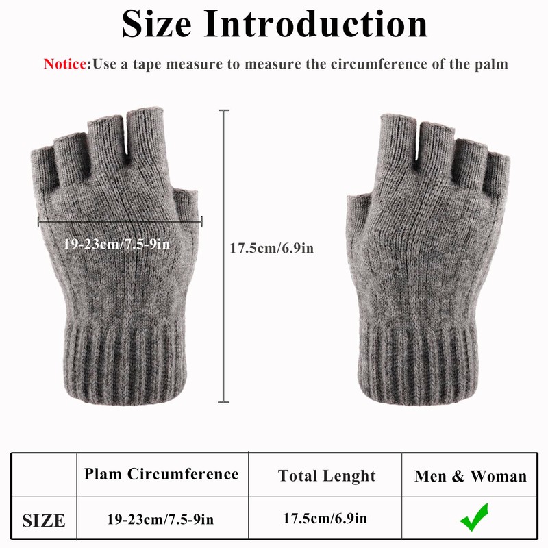 Beurlike Fingerless Gloves Half Finger Gloves for Men and Women