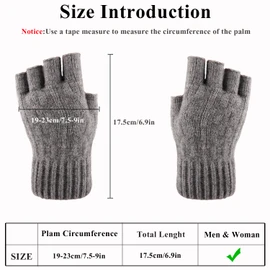 Beurlike Fingerless Gloves Half Finger Gloves for Men and Women Winter Warm Knitted Gloves Working Typing Running Biking Driving(Lightgrey)