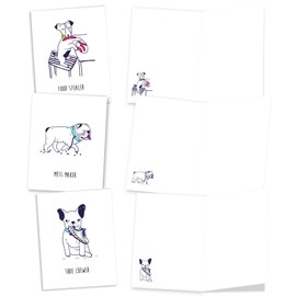 The Best Card Company - 20 Boxed Dog Cards with Envelopes (4 x 5.12 Inch) - Blank Assortment (10 Designs, 2 Each) - Mischief Dogs AM9168OCB-B2x10