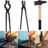 Unbranded/Generic Beginner Knife Making Blacksmith Tongs Hammer Tools Set Bladesmith