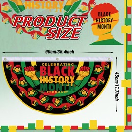 Windkream 6 Pcs Black History Month Bunting Flag African Americans Garden Fan Flag Black History Month Half Fan Banner Decoration for Memorial Independence Day Holiday Indoor Outdoor Yard, 1.5 x 3 ft
