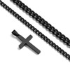 Zocomi Black Layered Cross Necklace for Boys Men Stainless Steel