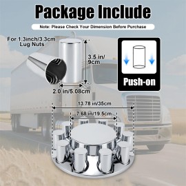 New ABS Plastic Chromed Hubcaps Front and Rear Wheel Axle Cover Set with 33mm Push-On Lug Nut Covers for Semi Trucks 05 PUSH WHSpecification: SET