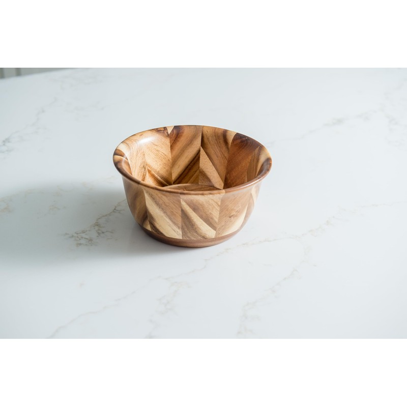 Lipper International 1271 Acacia Hand Pieced Herringbone Serving Bowl for