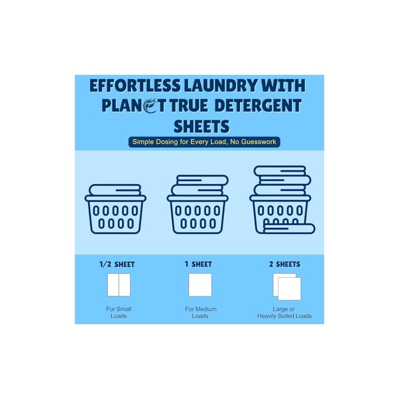 Eco-Friendly Laundry Detergent Sheets, 100 Loads (50 Sheets) Fresh Scent,
