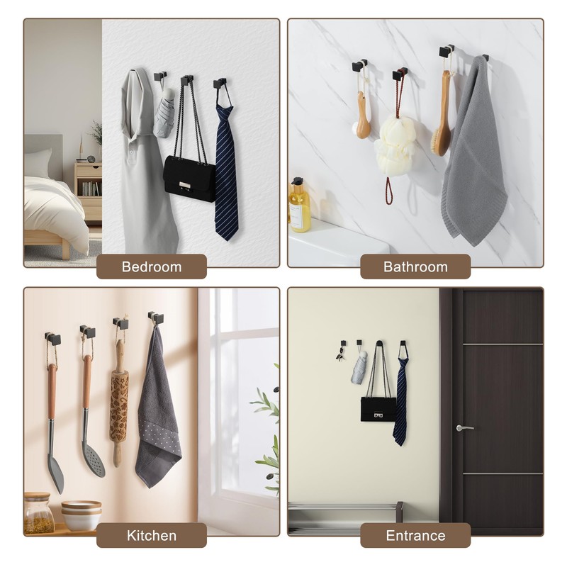 SAYAYO Modern Black Coat Hooks for Wall, Robe Hooks Towel