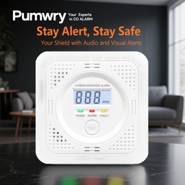 PUMWRY Carbon Monoxide Detector LCD Screen Real-Time Concentration Battery Fault LED 60-Second Self-Check History Alarm Peak Record Portable Travel Van Life RV Camping Hotel Home Safety Pet Family