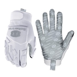 Seibertron H.P.I.R.G Touchscreen Lineman and Football Receiver Gloves, Flexible Breathable Impact Protection Back of Hand Glove Adult White S