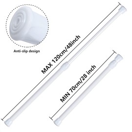 Goodtou 5 Pack Spring Tension Rods for Windows 28 to 48 Inch Adjustable White Tension Curtain Rods No Drilling Small Spring Loaded Curtain Rods for Closet Cupboard Bar